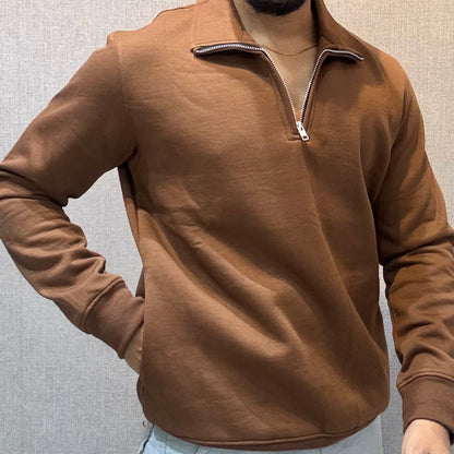 Polo Zipper Full Sleeve Rust Brown Sweatshirt