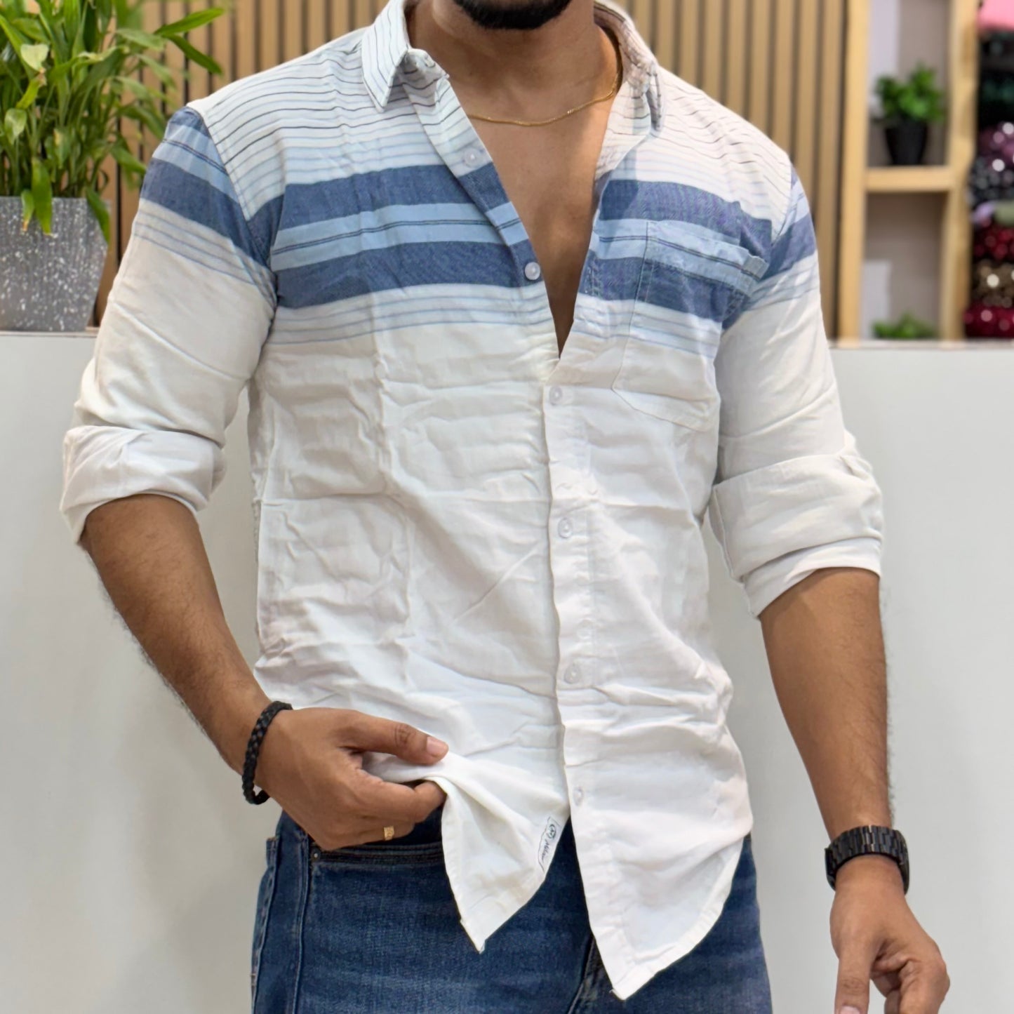 Slim Fit Striped Casual Shirt