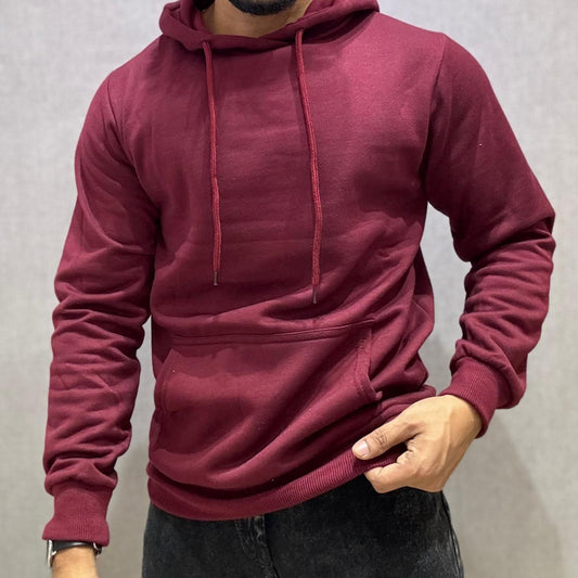 Solid Full Sleeve Hoodie Maroon