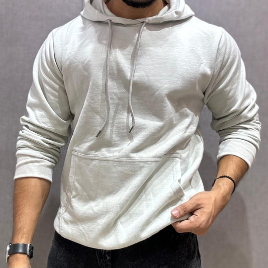 Solid Full Sleeve Hoodie Light Grey