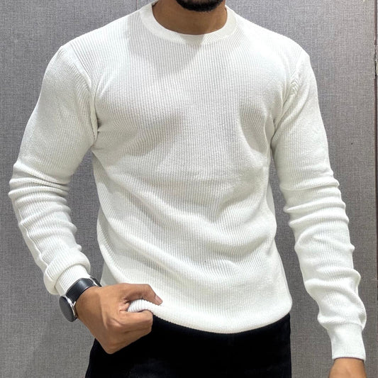 White Full sleeve Knit Sweatshirt