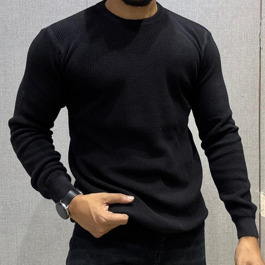 Black Full sleeve Knit Sweatshirt