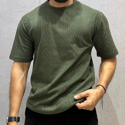 IMP Green Oversized Texture Half-Tshirt