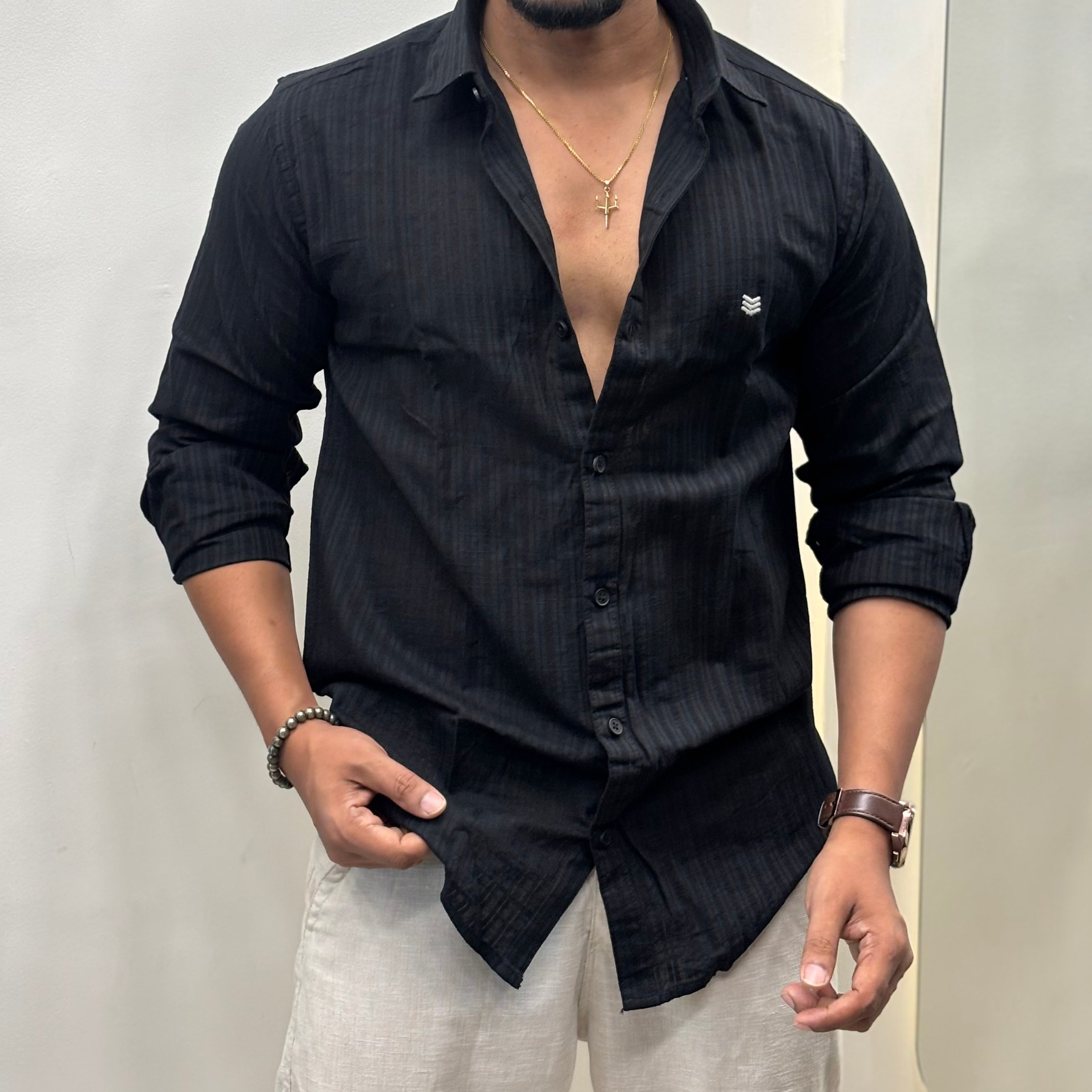 Premium Textured Stripe Slim Fit Shirt