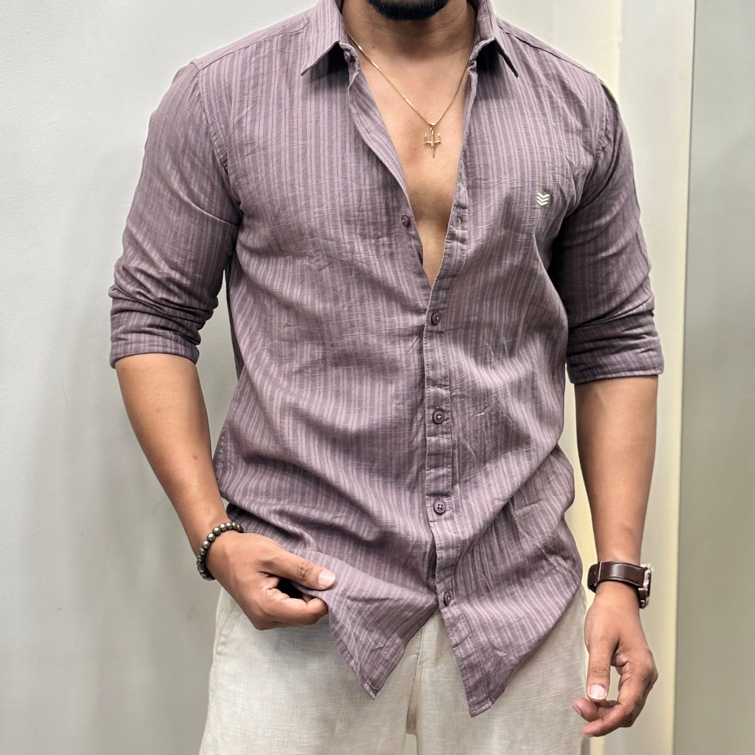 Premium Textured Stripe Slim Fit Shirt