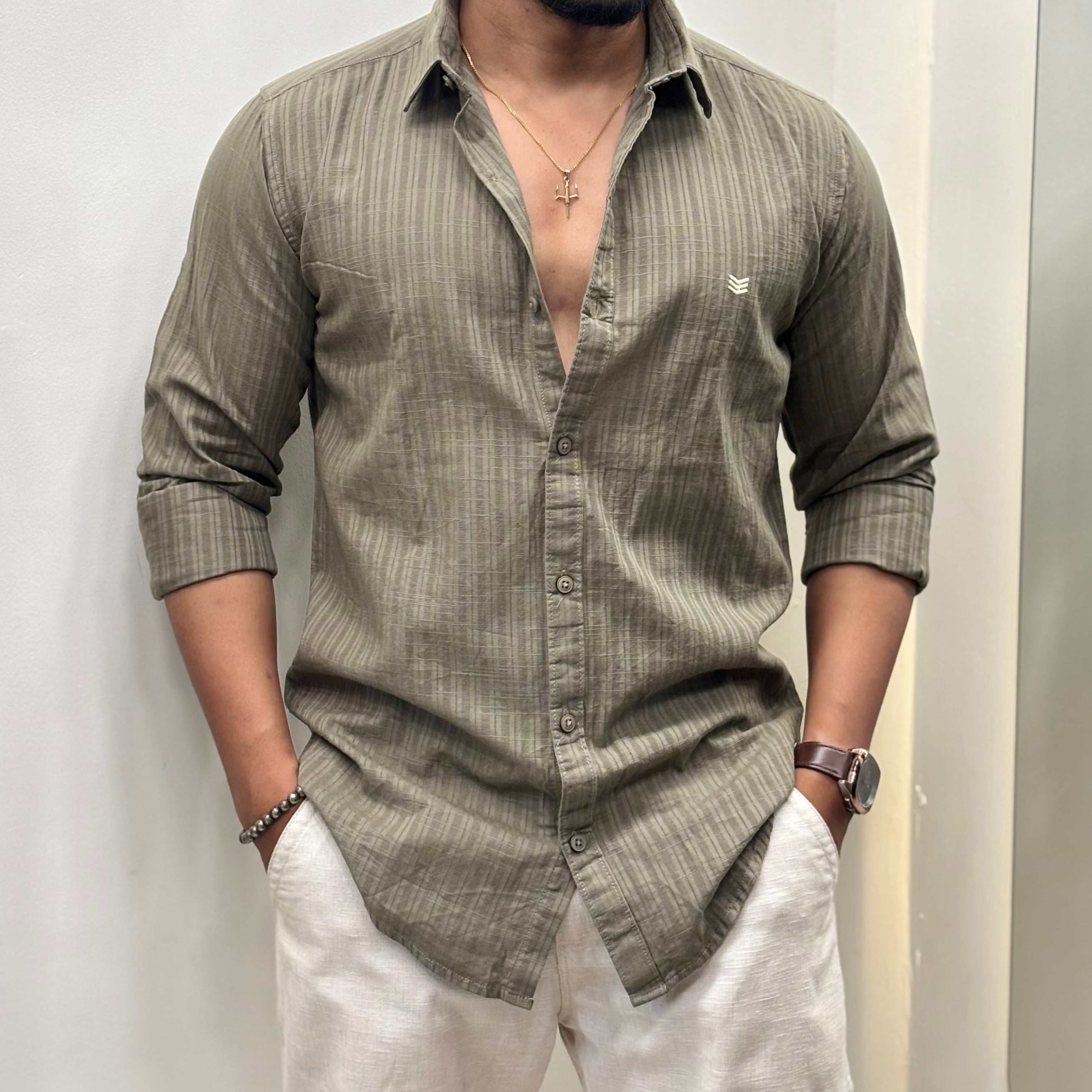 Premium Textured Stripe Slim Fit Shirt