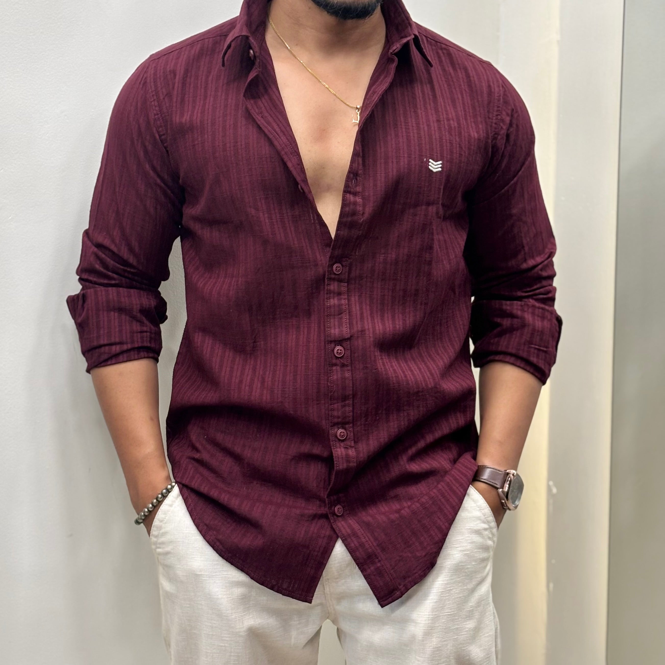 Premium Textured Stripe Slim Fit Shirt