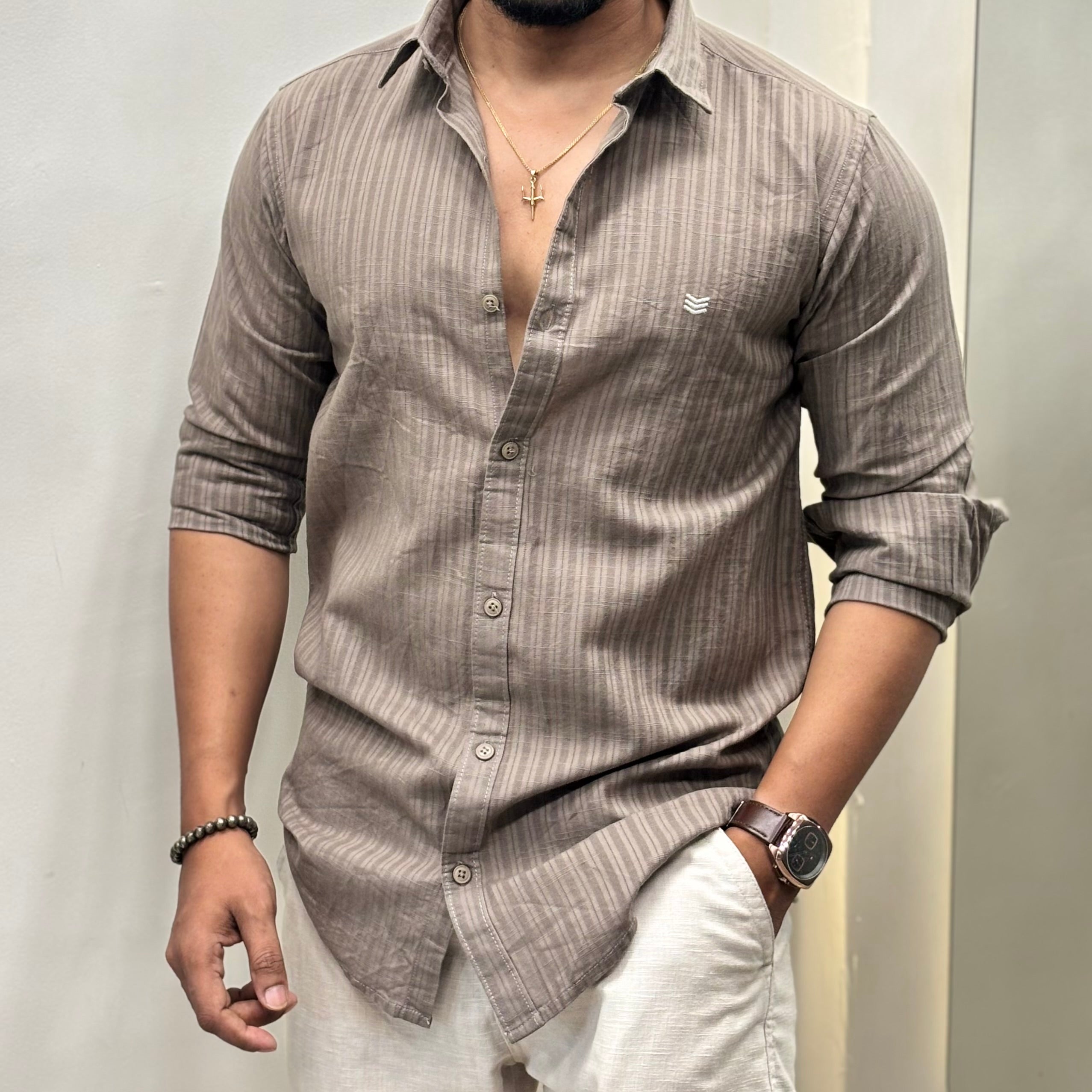 Premium Textured Stripe Slim Fit Shirt