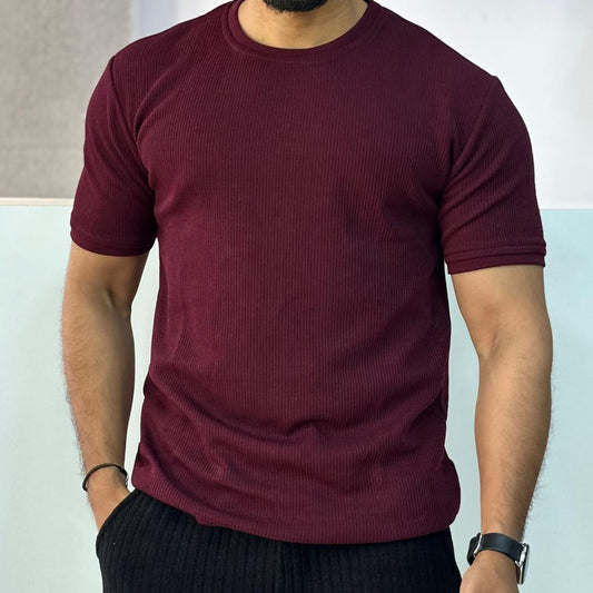 Marron Texture Half-Tshirt