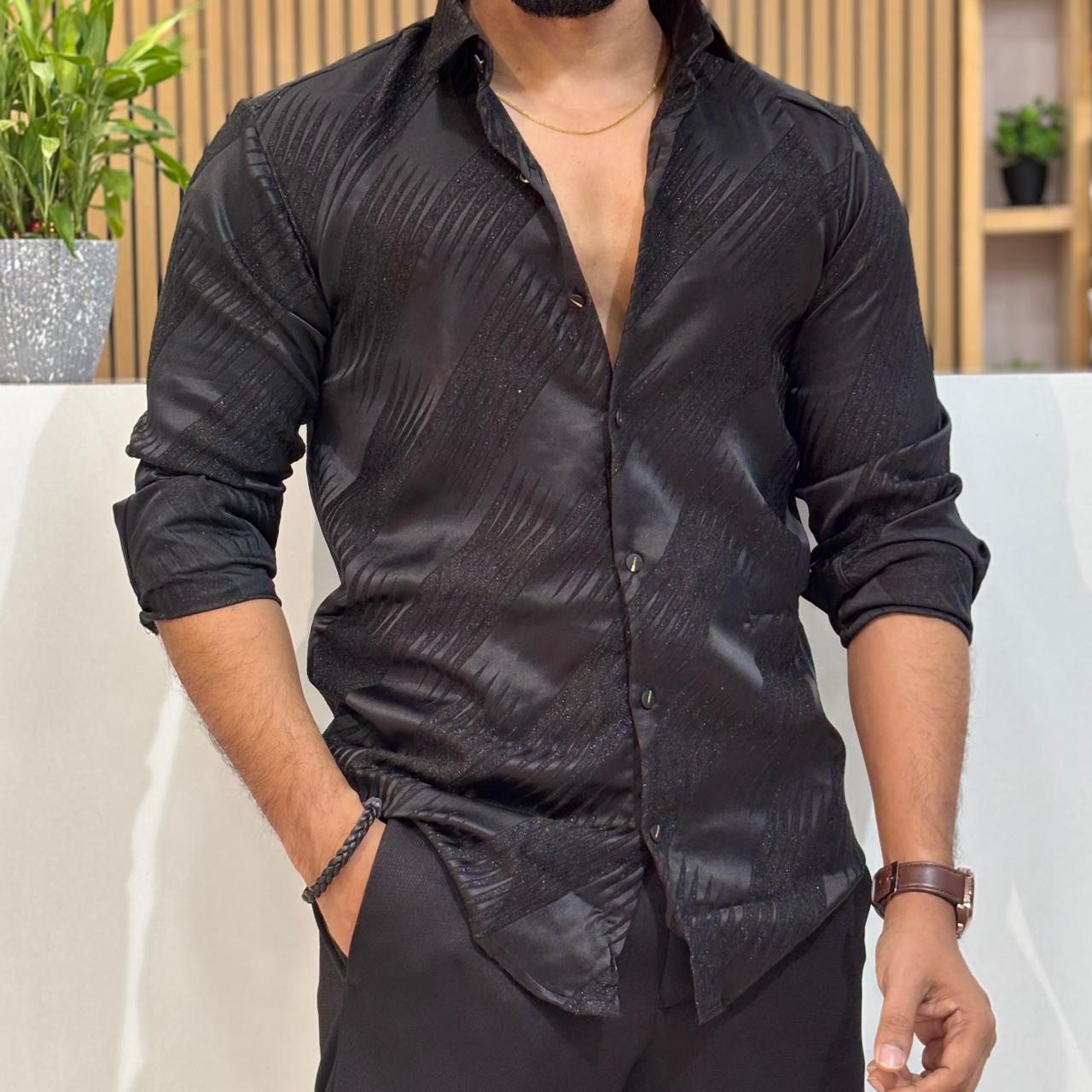 Premium Satin Texture Shirt Black