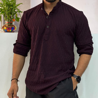IMP Wine Texture Short Kurta