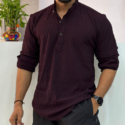 IMP Wine Texture Short Kurta