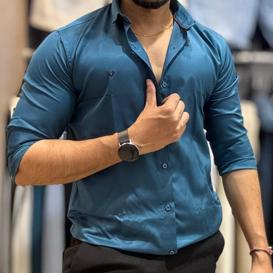 Teal Satin Shirt