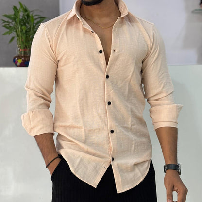 Linen Blend Cream Shirt