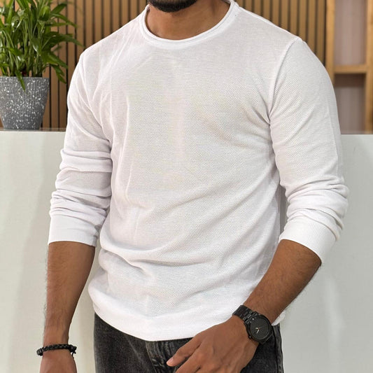 White Solid Crew Neck T-shirt