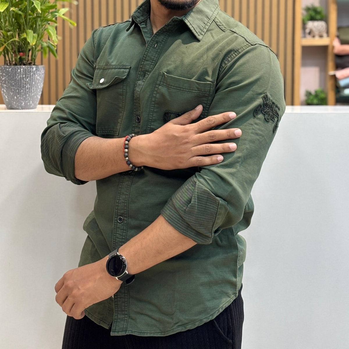 RFD Embroidered Shirt – Olive Green