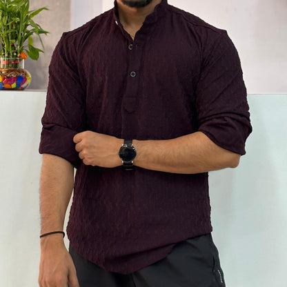 IMP Wine Texture Short Kurta