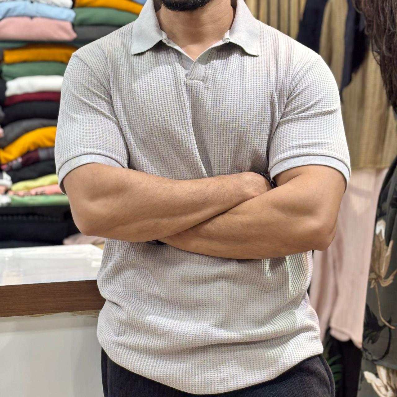 Polo Collar T-shirt Grey