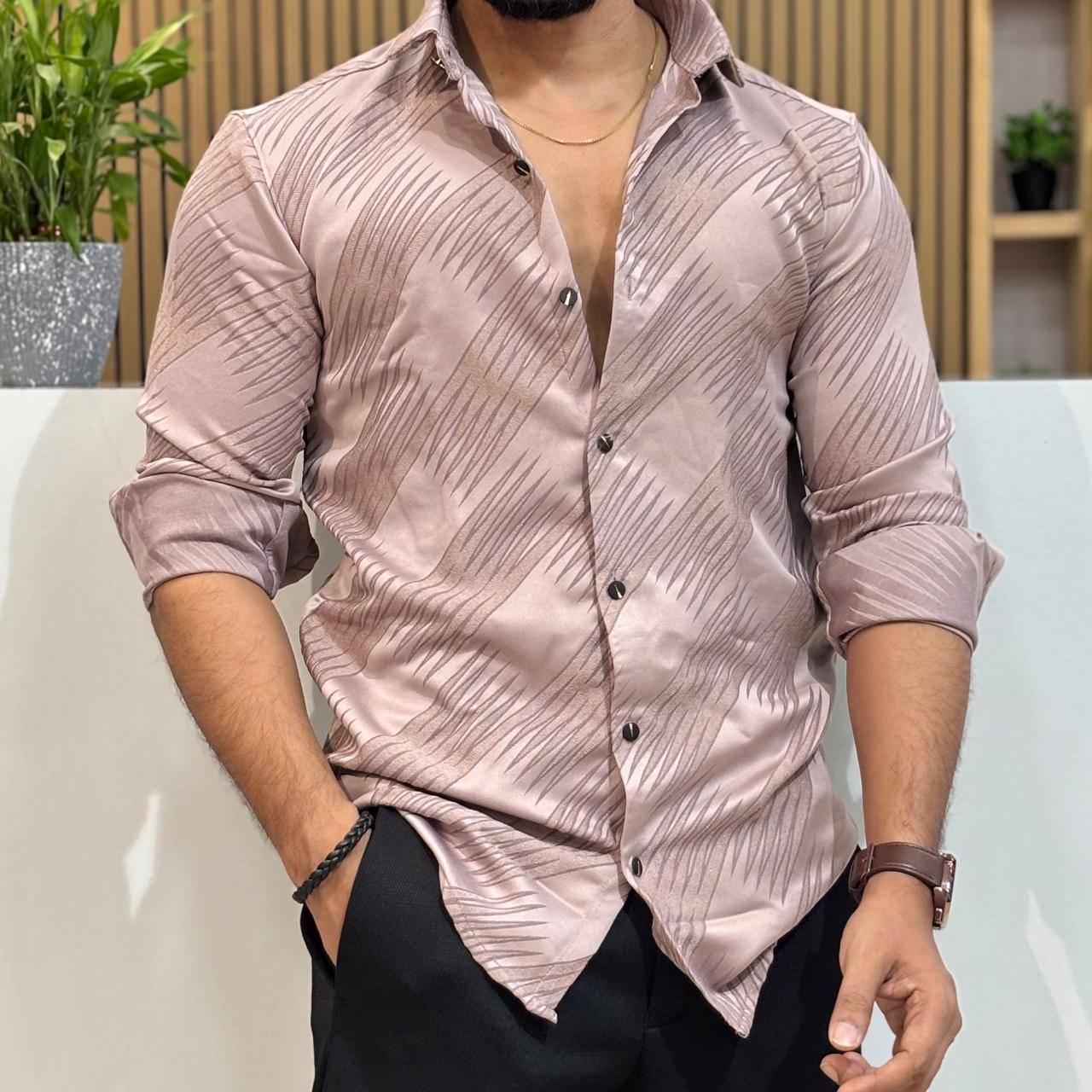 Premium Satin Texture Shirt Shallot Pink