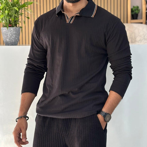 Black Long Sleeve Polo T-Shirt
