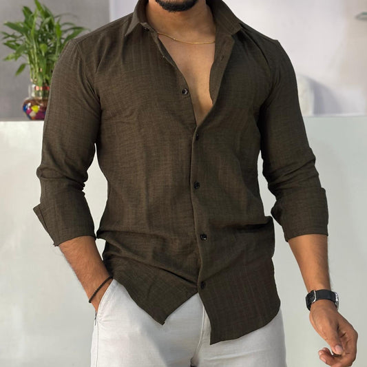 Linen Blend Olive Green Shirt