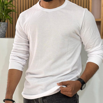 White Solid Crew Neck T-shirt