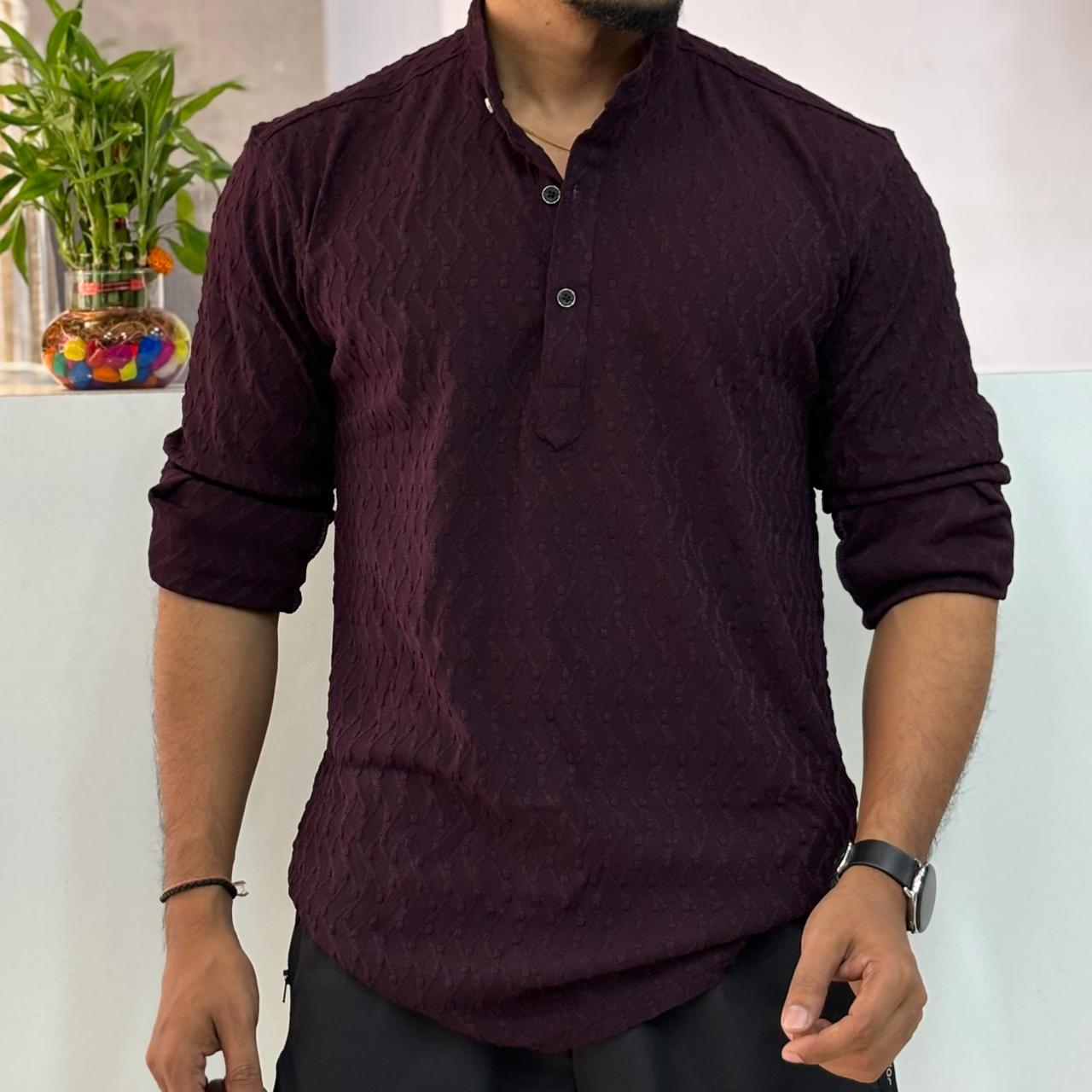 IMP Wine Texture Short Kurta