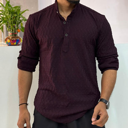 IMP Wine Texture Short Kurta