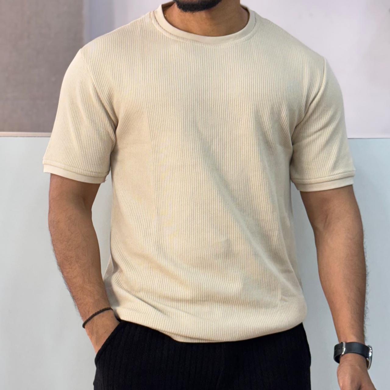 Cream Texture Half-Tshirt