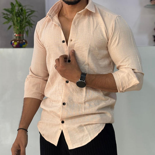 Linen Blend Cream Shirt