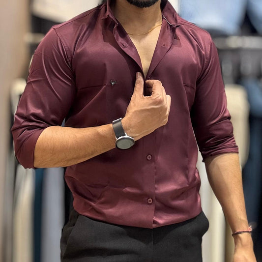 Maroon Satin Shirt