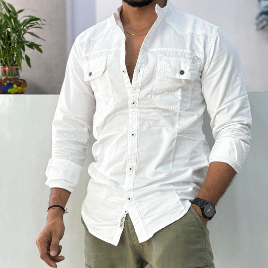 RFD Mandarin Collar Double Pocket white