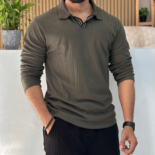 Bottle Green Long Sleeve Polo T-Shirt