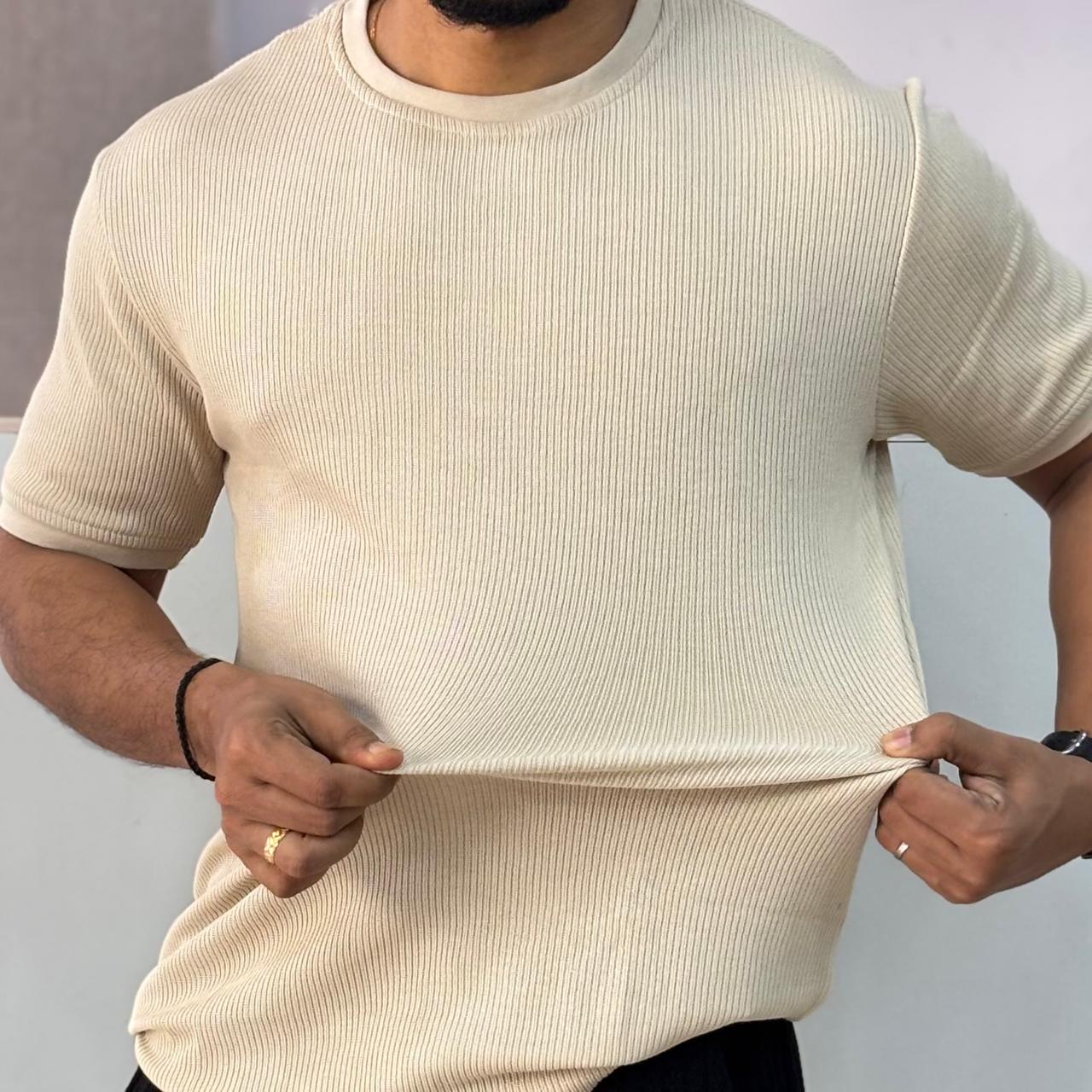 Cream Texture Half-Tshirt