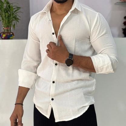 Linen Blend White Shirt