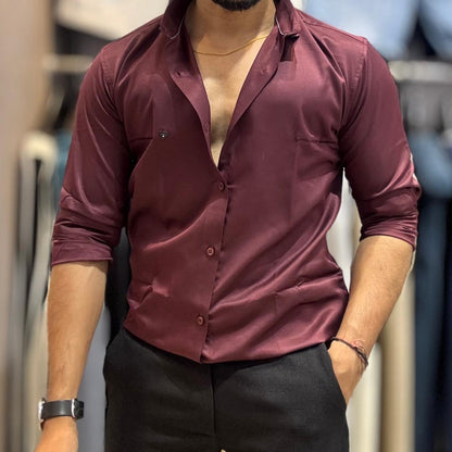 Maroon Satin Shirt