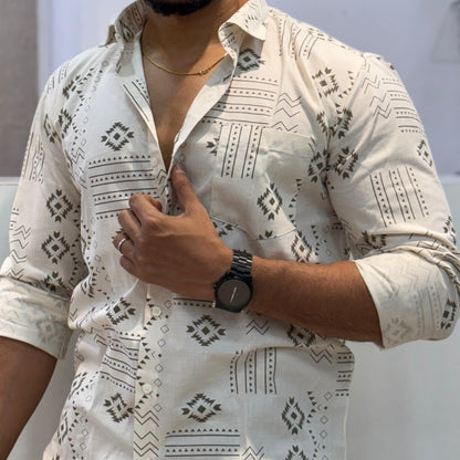 Mehendi Linen Print Shirt