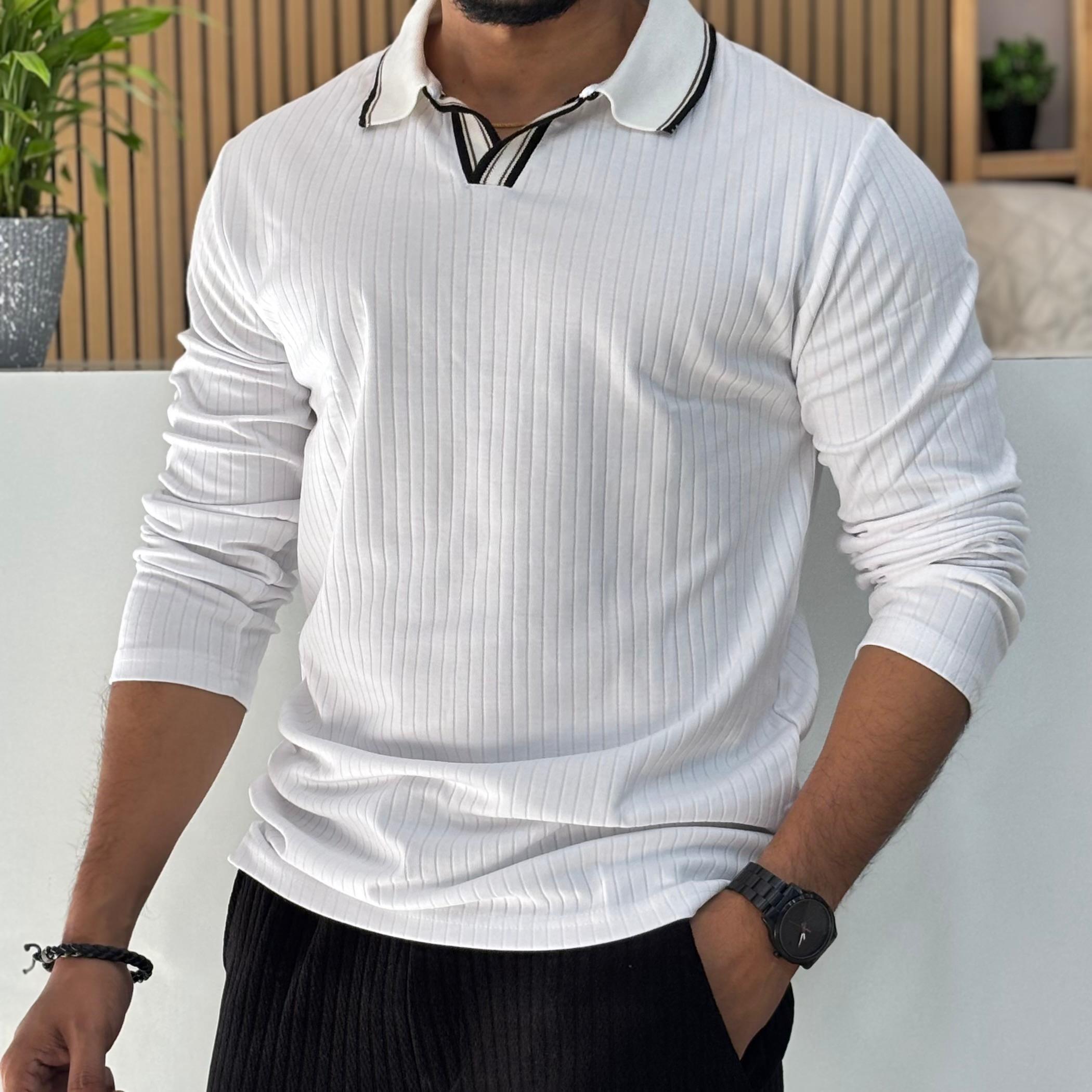 White Long Sleeve Polo T-Shirt
