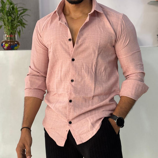 Linen Blend Light Pink Shirt