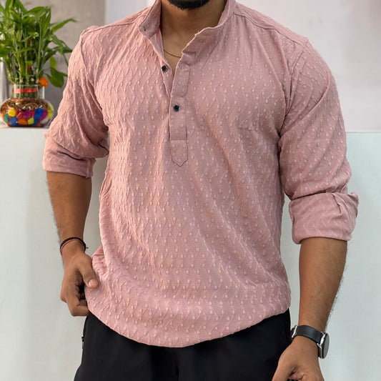 IMP Pink Texture Short Kurta