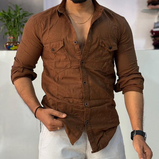 Brown Double Pocket Shirt