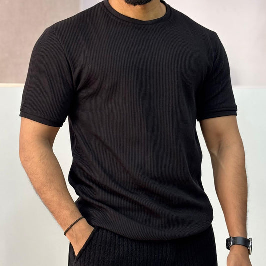 Black Texture Half-Tshirt
