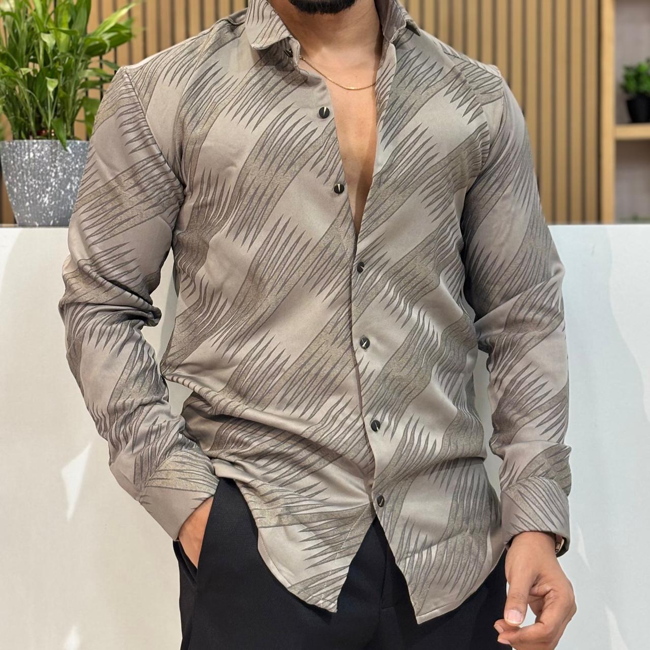 Premium Satin Texture Shirt Basil