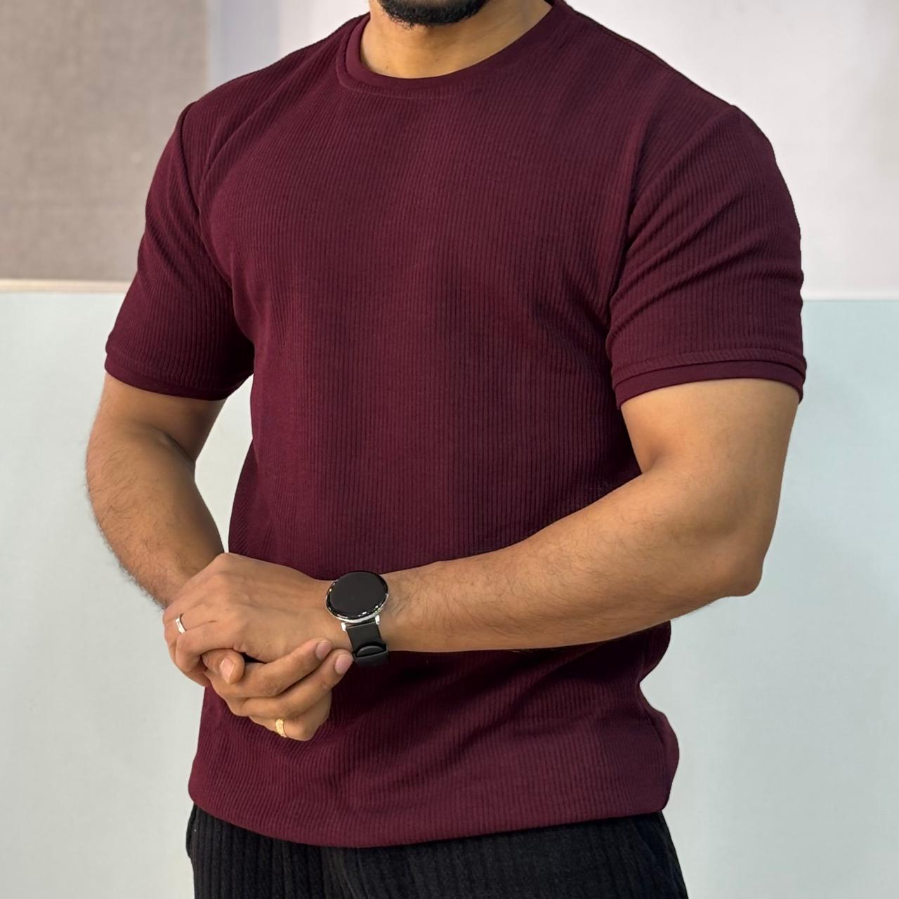 Marron Texture Half-Tshirt