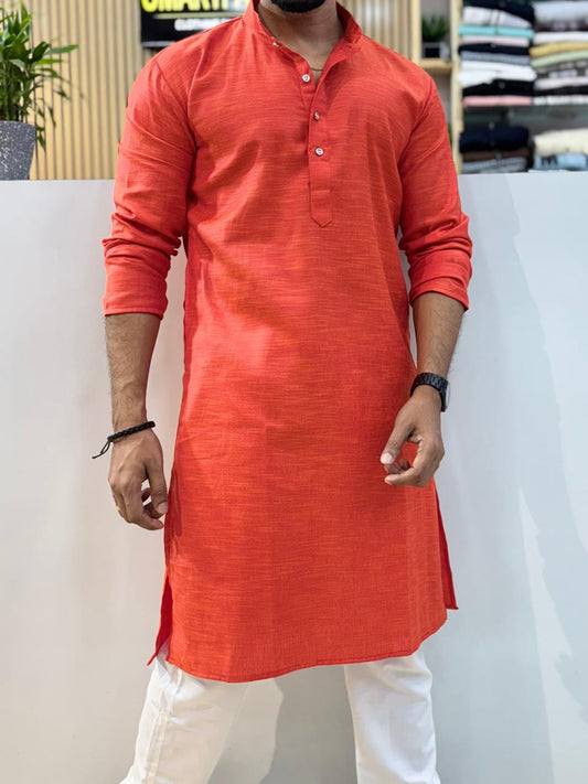 Spicy Cotton Kurta Kesri
