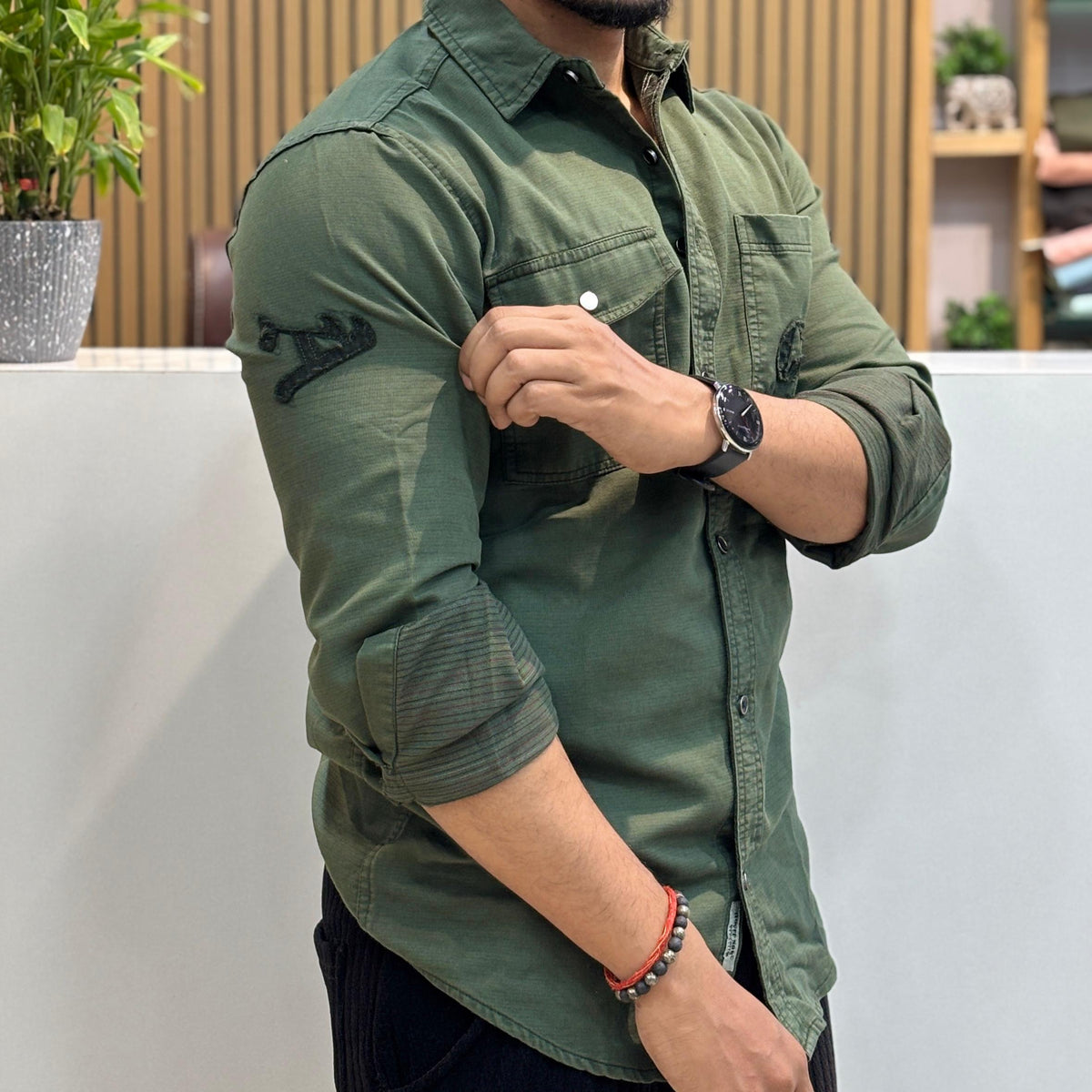 RFD Embroidered Shirt – Olive Green