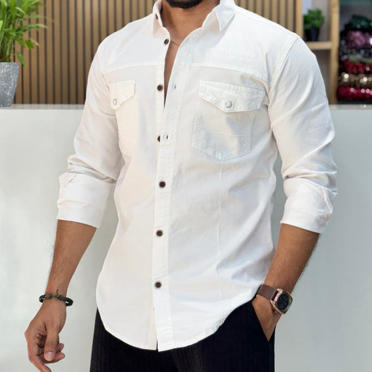 White Double Pocket Shirt