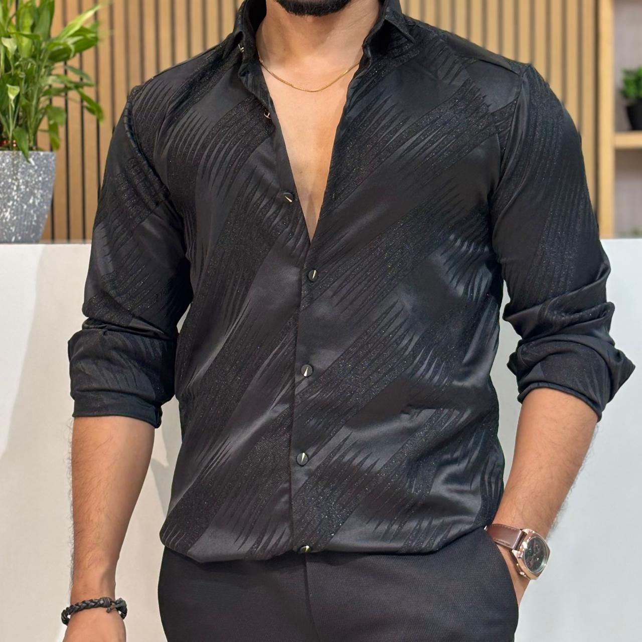 Premium Satin Texture Shirt Black