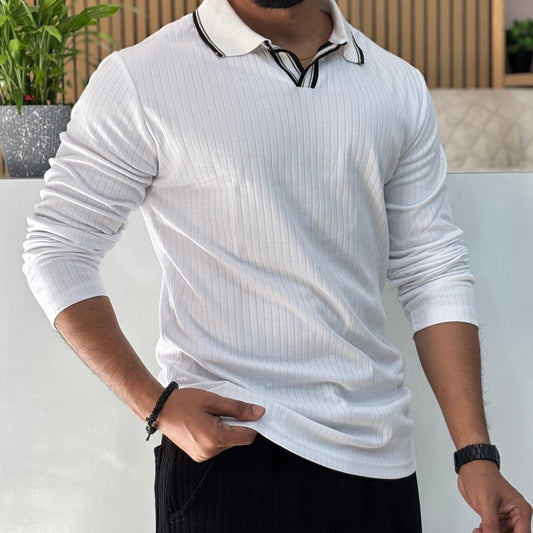 White Long Sleeve Polo T-Shirt