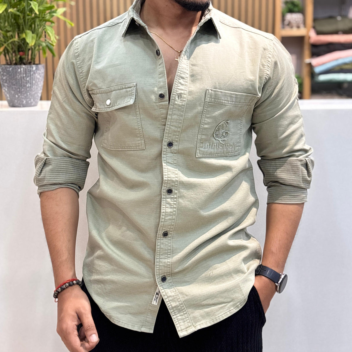 RFD Embroidered Shirt – Sage Green